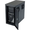 Global Equipment Orbit CPU Computer Enclosure Cabinet Front/Rear Doors 2 Exhaust Fans, Black 249309BK